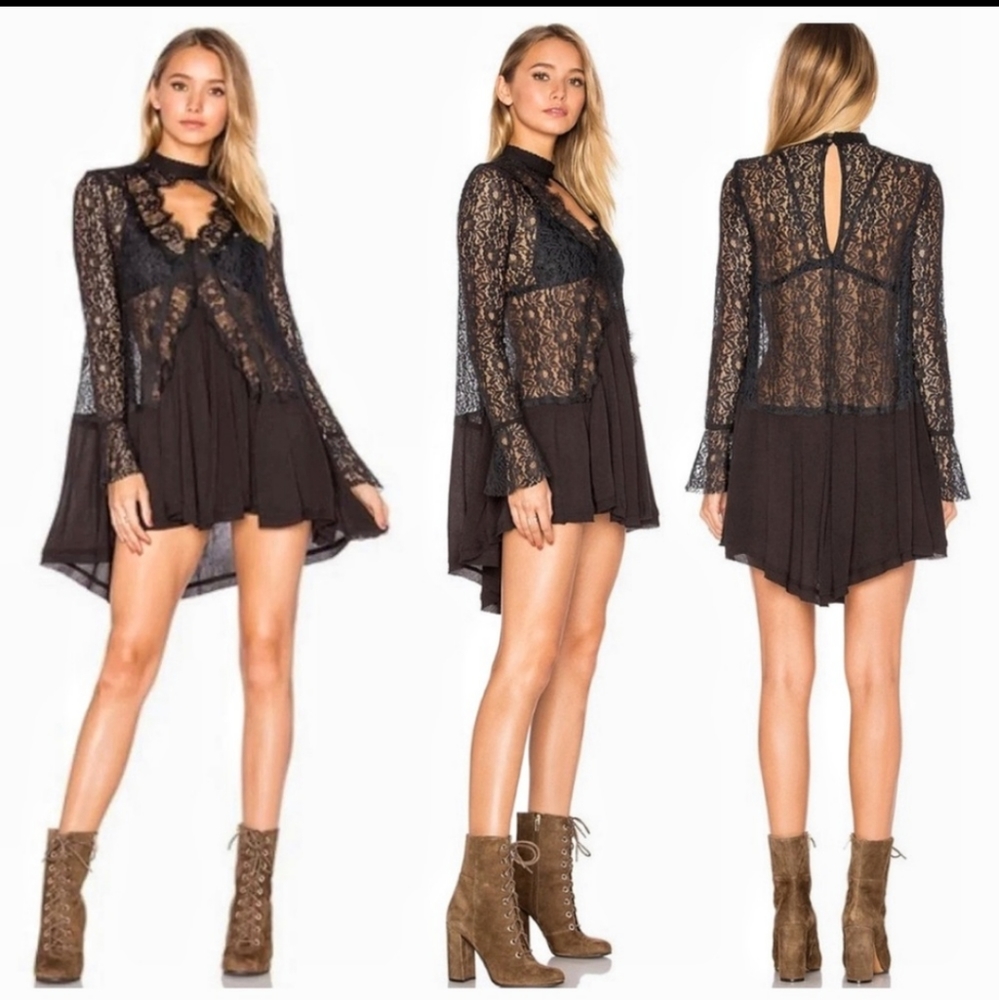 Free People Black Lace Dress